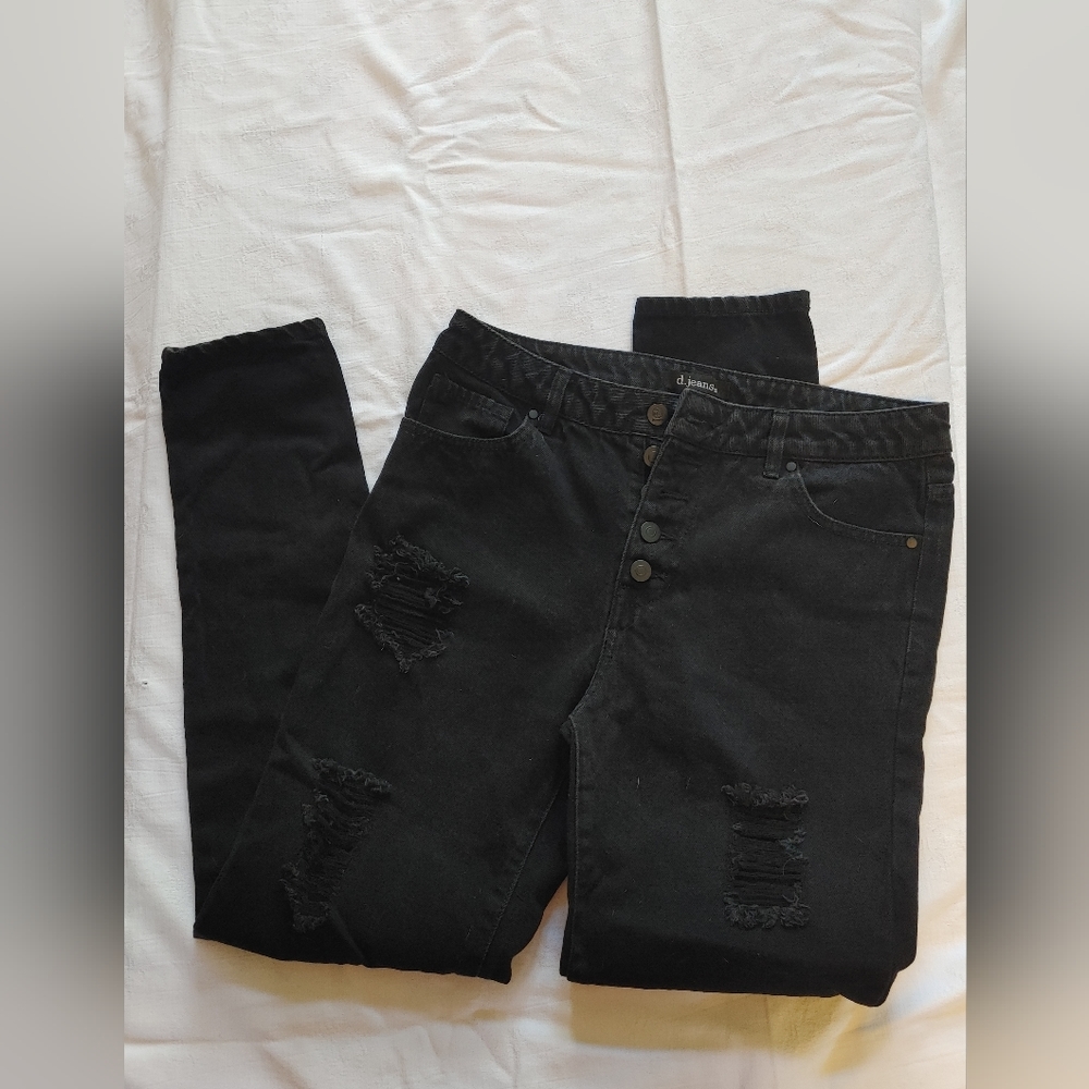 d.jeans Black High Rise Tapered 100% Cotton Denim Size 6 Jeans